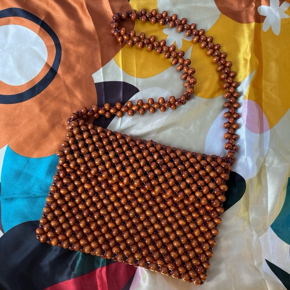 Vintage America Handbags - Vintage Japanese Wood Beaded Bag 🧮